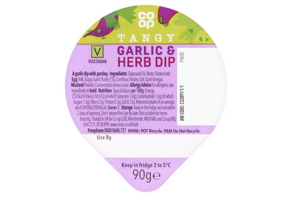 Co-op Tangy Garlic & Herb Dip 90g