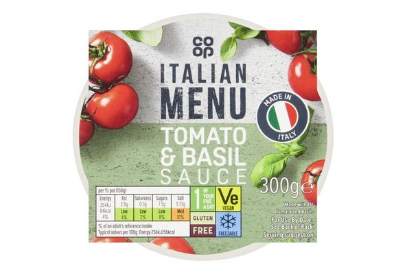 Co-op Italian Menu Tomato & Basil Sauce 300g