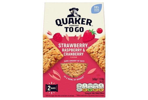 Quaker Porridge To Go Mixed Berries Breakfast Bars 2x55g
