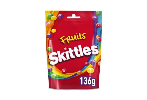 Skittles Vegan Chewy Sweets Fruit Flavoured Pouch Bag 136g
