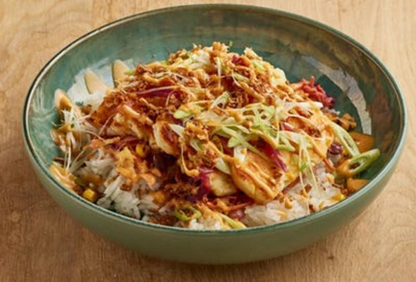 GRILLED HALLOUMI RICE BOWL (V)
