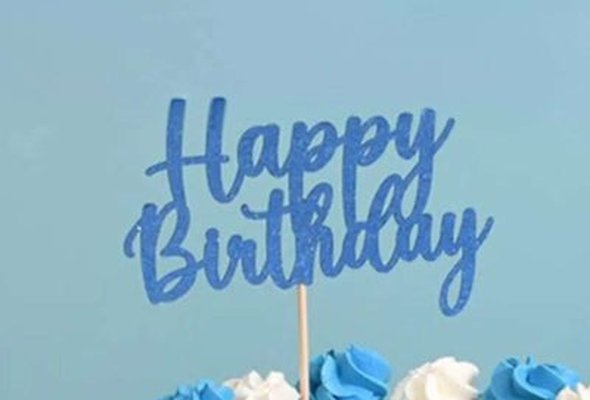 Blue Happy Birthday Topper (Glitter) TP014