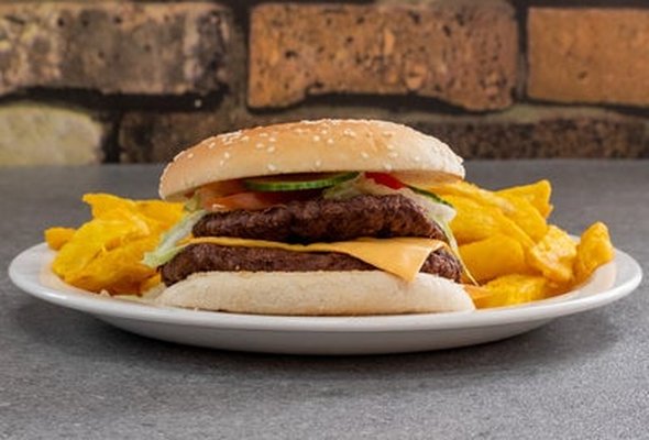 Double Cheeseburger and Chips