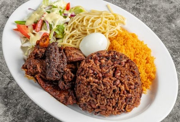 Waakye (Rice and Beans) and Stew