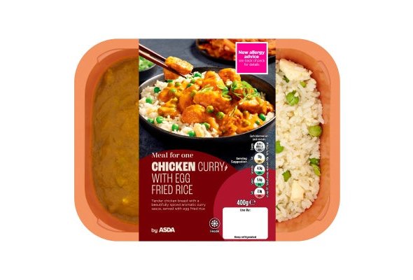 Asda Meal for One Chicken Curry with Egg Fried Rice 400g