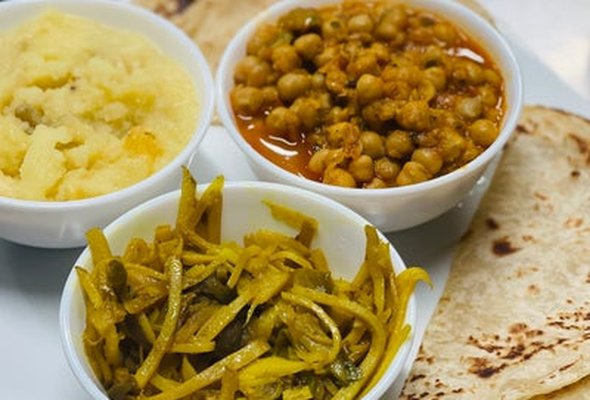 Chana and Halwa and 2 Parathas