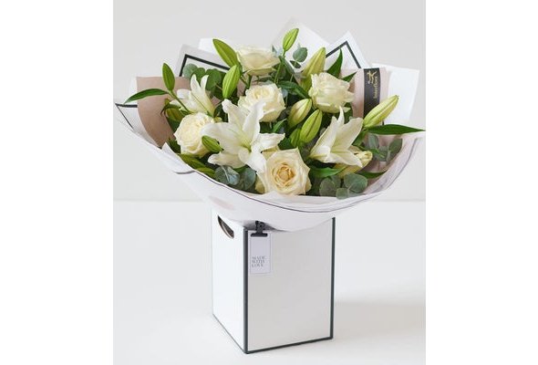 Beautifully Simple White Rose & Lily Bouquet