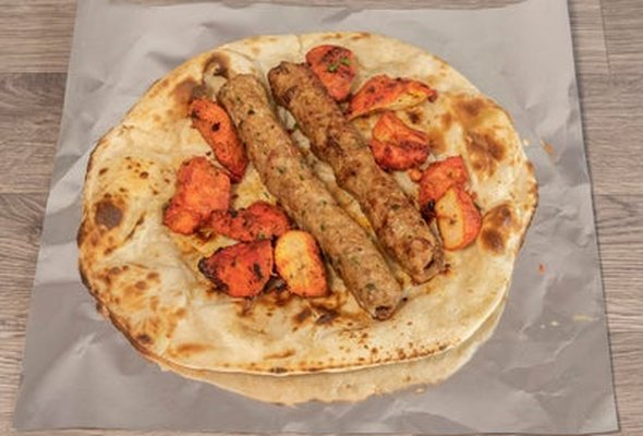 Mixed Tikka and Kebab in Naan