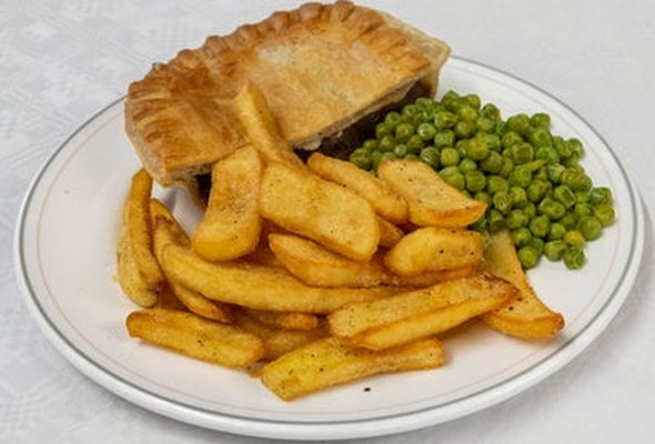 Pie with Mash/Chips & Beans/Peas