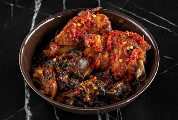 Efo Riro Soup with Turkey
