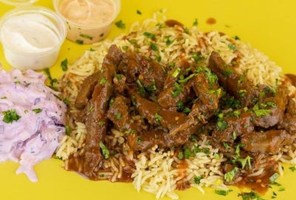 Beef Steak, Rice, and Coleslaw