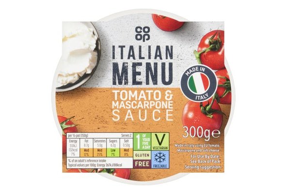 Co-op Italian Menu Tomato and Mascarpone Sauce 300g