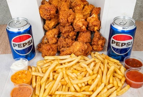 Deal 9 - 50 Hot Wings 2 Regular Fries Can of Drink