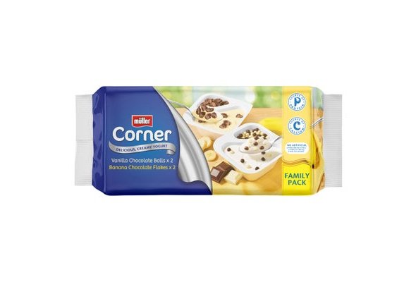 Muller Corner Vanilla Chocolate Balls and Banana Chocolate Flakes 4pk