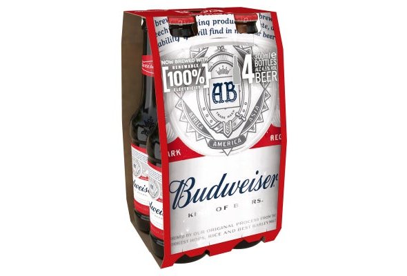 Budweiser Lager Beer Bottles 4 x 300ml 4.5%