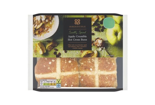 Co-op Irresistible 4 Apple Crumble Hot Cross Buns