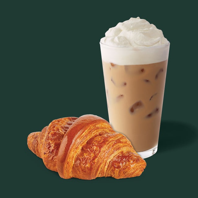 Iced White Mocha & Plain Croissant