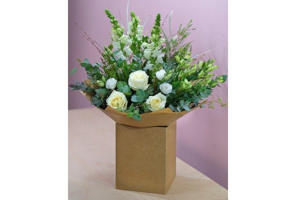 Rustic White Rose Hand-tied