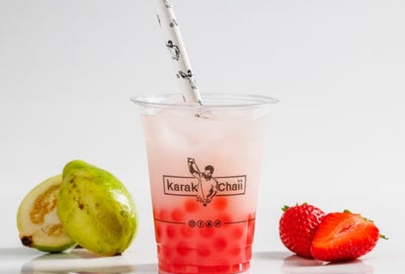 Guava Cooler with Popping Strawberry Bubbles