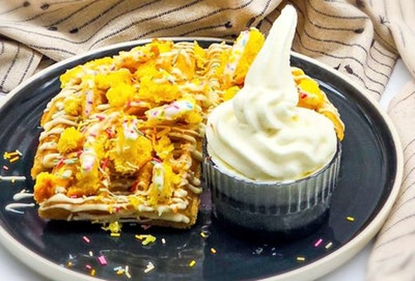 Rainbow delight waffle