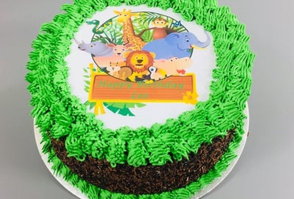 Round Safari Theme Cake K627