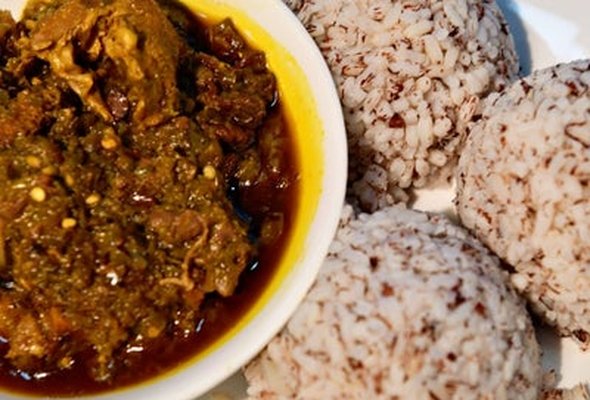 Ofada Rice with Ayamashe