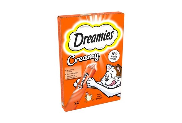 Dreamies Creamy Snack Cat & Kitten Treat with Chicken 4 x 10g