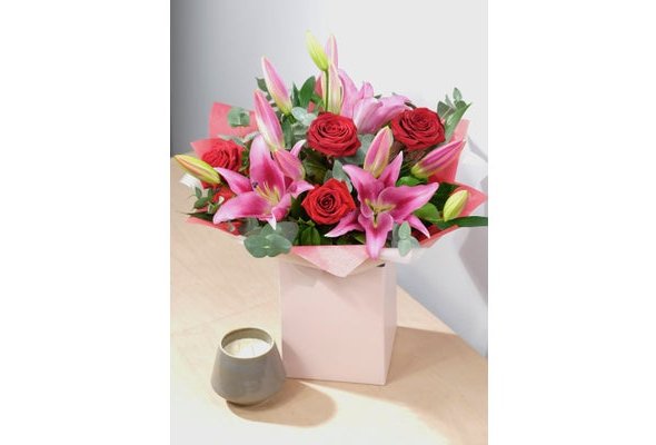 Red Rose & Lily Hand-tied