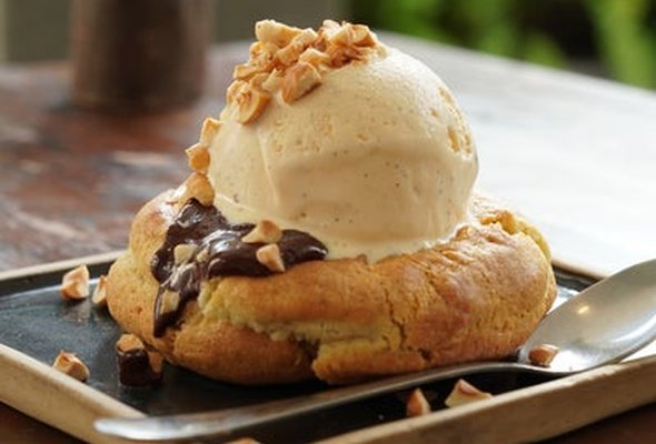 Fresh Made Cookie Dough with Ice Cream and Chocolate Sauce