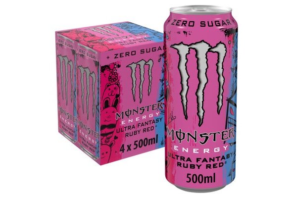 Monster Energy Drink Ultra Fantasy Ruby Red Zero Sugar 4 x 500ml