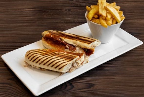 Tuna Melt Panini and Chips