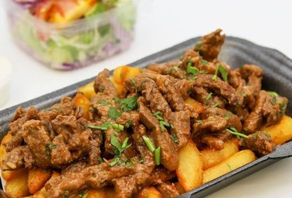 Beef Steak, Chips, and Coleslaw