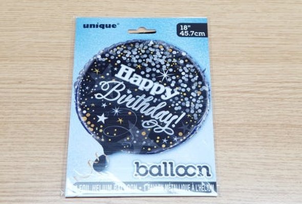 Silver and Black H/P 18"Foil Balloon Including Helium and Weight