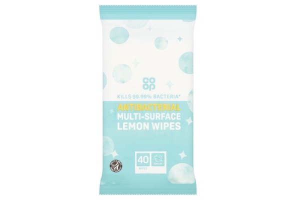 Co-op 40 Antibacterial Lemon Multi-Surface Wipes