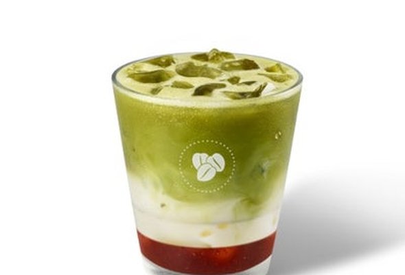 Strawberry Coconut Matcha Iced Latte