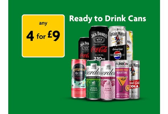 4 for £9 Premixed Cans