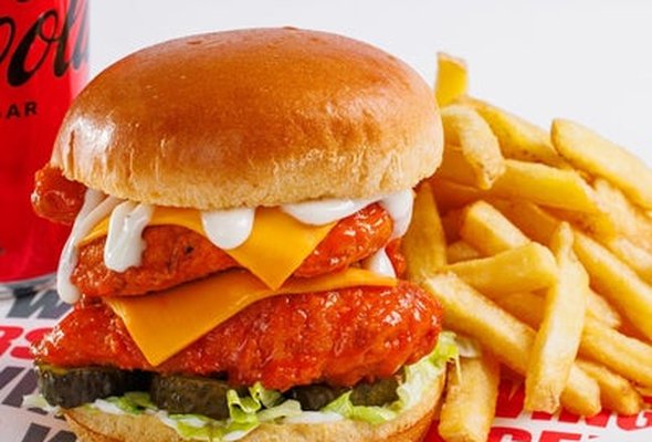 The Hot Buffalo Double Burger Meal Deal