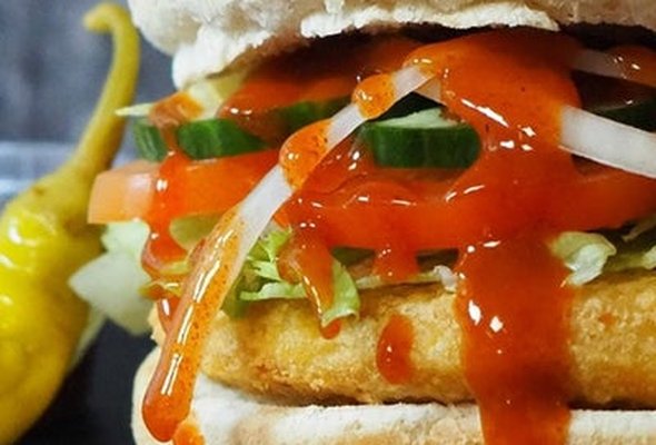Spicy Chicken Fillet Burger and Chips