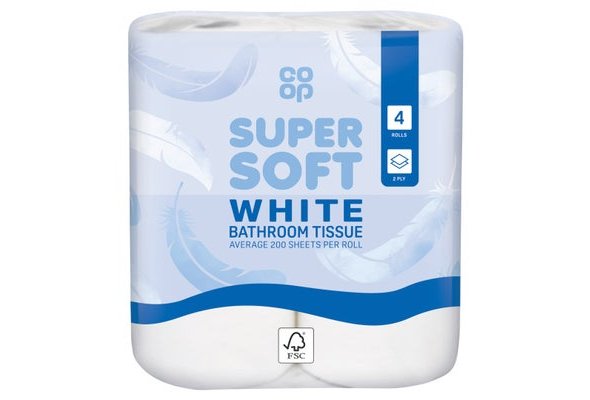 Co-op Soft White Bathroom Tissue 4 Rolls 2-Ply