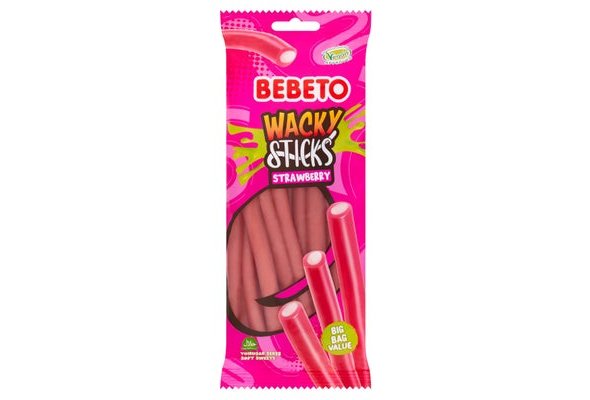 Bebeto Wacky Sticks Soft Sweets Strawberry 180g