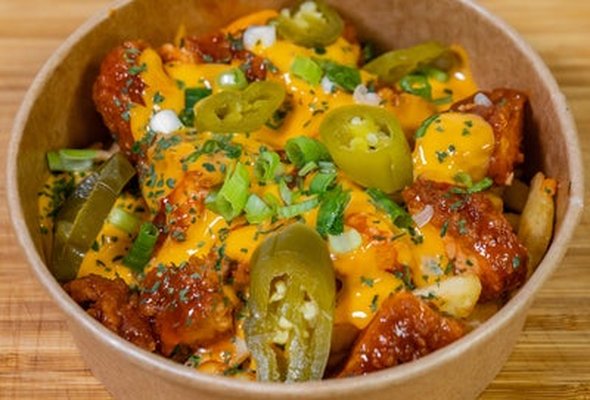 Fire cheesy chicken loaded fries