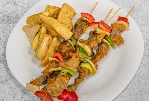 5) fried yam with gizzard