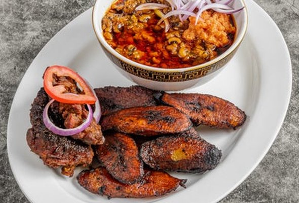 Plantain with Beans Stew