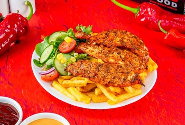Peri Peri strips served with a drink (3pc)
