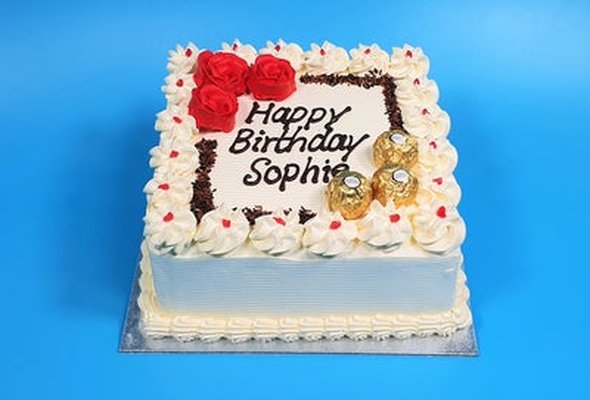 Red Flowers and Ferrero Topping Birthday Cake S264
