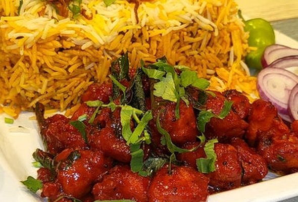 Lamb Biryani and Chicken 65