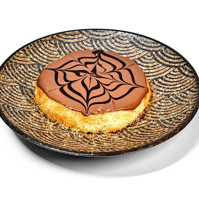 Kunafa filled with cheese Topped With Nutella