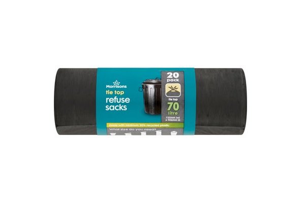 Morrisons 70l Tie Top Refuse Sack 20pk