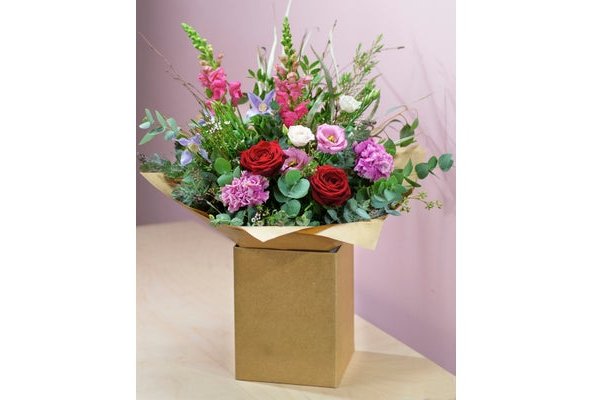 Valentines Rustic Red Rose Hand-tied