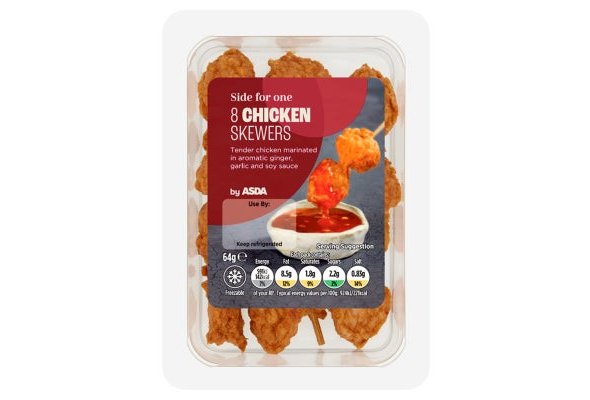 Asda Side for One 8 Chicken Skewers 64g